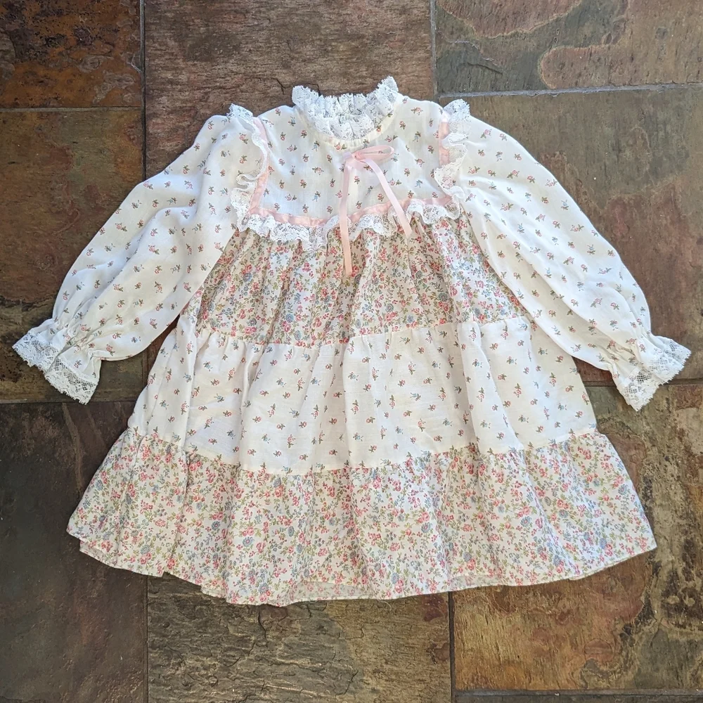 1980's CALICO TODDLER DRESS 80's vintage 3 - Picture 1 of 6